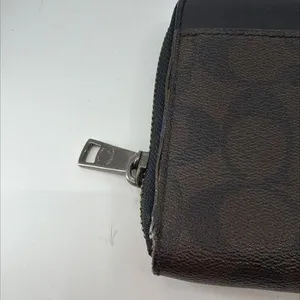 Coach Accordion Zip Brown/Black Signature Coated Canvas Wallet thumbnail 3