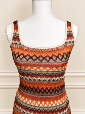 Y2K Boho Geometric Open-Knit Bodycon Maxi Dress Small Missoni Inspired Boho Chic thumbnail 3