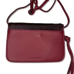 NWOT‎ Lucky Brand Burgundy Calf Hair Leather Crossbody Bag Sleek Thin Profile thumbnail 3