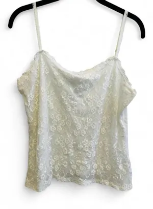 Cream Floral Lace Cami Top Ethereal Fairycore Coquette Cottagecore Layering thumbnail 1