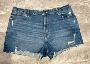 Wrangler Blue Distressed Frayed Hem Jean Shorts thumbnail 1