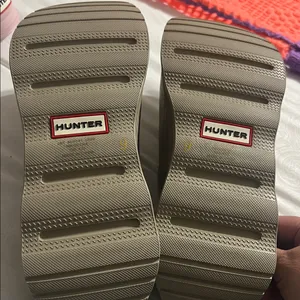 Hunter Beige Rubber Slide Sandals with Logo thumbnail 6