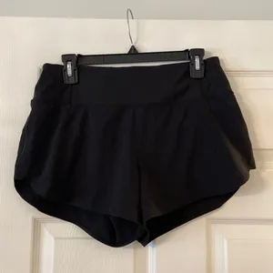 Athleta Shorts size S inseam 3” waist 30” flat elastic color black small pocket thumbnail 1