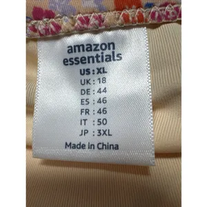 Amazon Essentials Size XL One Piece Swimsuit Orange and‎ Pink Floral on a Peach thumbnail 5