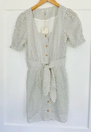 Tularosa Ellis Mini Dress White Black Polka Dot Nwt thumbnail 2