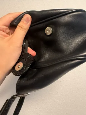 Vintage Brighton Chantilly Black Leather Croc Satchel Bag Filigree Heart thumbnail 6