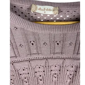Altard State Violet Crochet Pullover Sweater Bell Sleeves Eyelet‎ Size Small thumbnail 6