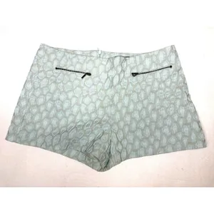 Zara Basic Blue Jacquard Animal Print High Rise Shorts Size Large Zipper Detail thumbnail 2