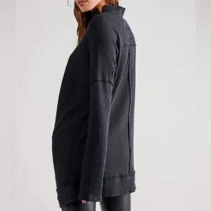 We The‎ Free People Casey Black Ribbed Tunic Sweater thumbnail 2