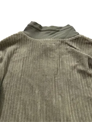Maurices Olive Green Ribbed Corded Tie Neck Pullover Sweater Front Small Women's thumbnail 9