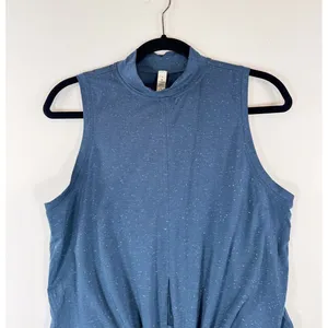 Lululemon Women Top Blue Time to Restore Mock Neck Tank Front Tie Stretch Size 8 thumbnail 7