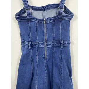 Free People Dark Indigo Denim Mini Dress Size L It has pockets on the sides. thumbnail 10