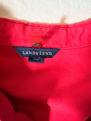 Lands’ End Red Canvas Barn Jacket Brown Corduroy Collar Utility Chore Coat Women’s thumbnail 4