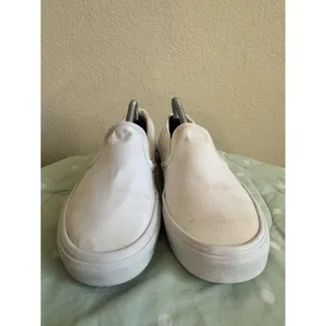 Vans Classic Slip-On Womens White Canvas Sneakers US 7.5 EU 38 Round Toe thumbnail 3