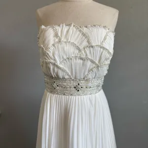 Jasmine Couture Strapless‎ Wedding Dress Pleated Skirt Size 8 Sequins Beaded thumbnail 6