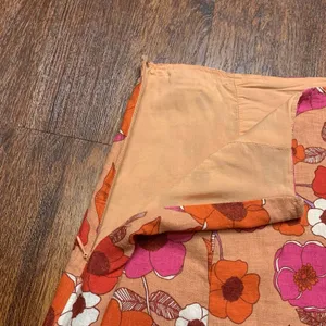 Urban Outfitters Rosie Mini Skirt Sz S Pink Orange Floral Side Zip Linen Blend thumbnail 4