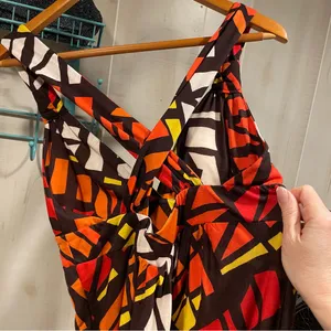 Cute NWT earth babydoll geometric cross back soft stretchy maxi dress beach pool thumbnail 11