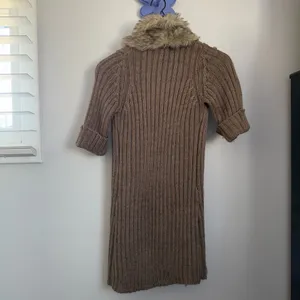 Kenar 2000s Y2K XS Brown Rib Open Long Cardigan Faux Fur Wool Alpaca Phoebe Twilight thumbnail 4