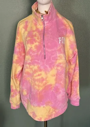 Victoria’s Secret Pink oversized Pink Tie dyed Sweatshirt, size Small, NWT thumbnail 1