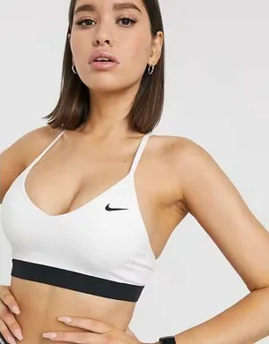 NIKE XL Small Dri-Fit Indy Light Support Sports Bra White Swoosh Logo Women's thumbnail 1