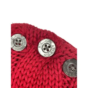 Lauren Ralph Lauren M Red Cable Knit Shawl Collar Button Shoulder Sweater Chunky thumbnail 4