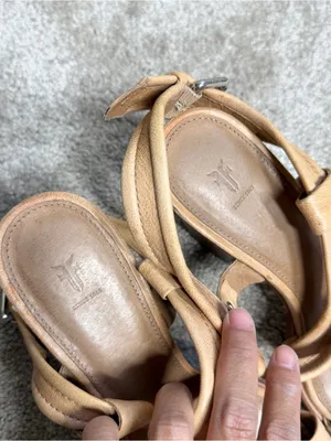 Frye Women’s Dani Criss Cross Sandals Block Heels Leather Strappy in Tan 8 thumbnail 8