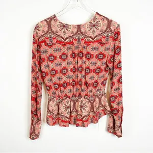 Free People Falling For You V Neck Bohemian Blouse Women's Size XS‎ Boho Chic thumbnail 4
