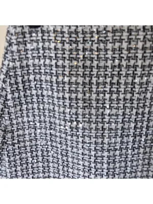 Loft EUC Women's Black White Silver Sequined Mini Skirt Size 4 thumbnail 2