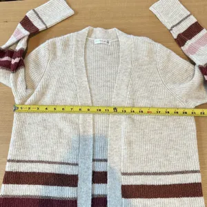 Retrology Open Cardigan M Long Colorful Gold Tan Pink Cozy Fall Knit Boho City thumbnail 9