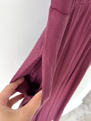 Quince Tencel Jersey Fit & Flare Dress Wine Burgundy Sleeveless Midi Scoop Neck thumbnail 4