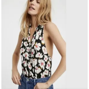 Free People Intimately Sure Please Floral Bodysuit Womens‎ XS Sleeveless Black thumbnail 6