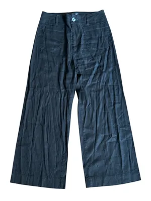 Anthropologie Maeve Colette Linen Blend Black Wide Leg Pants Size: 28 thumbnail 1
