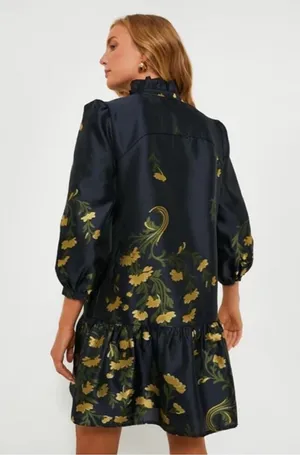 TUCKERNUCK Navy Jasmine Vine Jacquard Palmerston Dress M thumbnail 2
