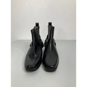 Madewell Black Leather Harness Ankle‎ Boots Square Toe Western Moto Womens 7 thumbnail 2