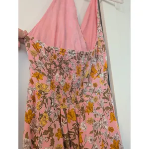 GB Made & Crafted Pink Floral Halter Maxi Dress Smocked Back Tiered Sun Dress thumbnail 8