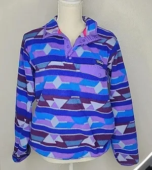 Patagonia Synchilla Guatemalan Tango Blue Purple Aztec Snap-T Pullover Small thumbnail 1