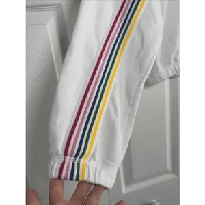 Abercrombie & Fitch Rainbow Stripe Cropped Sweatshirt Womens Size S White Y2K thumbnail 2