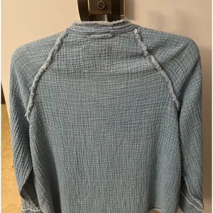 Aerie Women's Blue Gauze Button Down Long Sleeve Shirt Size XS thumbnail 5