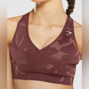 Gymshark Maroon Camo Adapt Strappy Back Seamless‎ Athletic Sports Bra Sz XS thumbnail 2