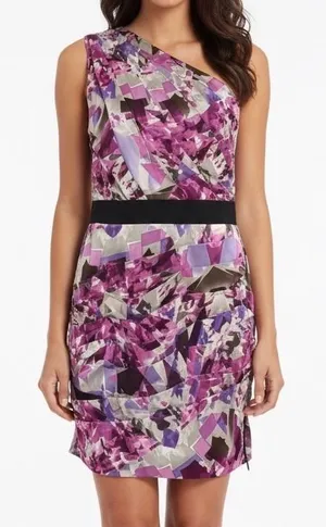 Lipsy One Shoulder Pleated Pink Purple Dress Side Zip 12 Hoco Date‎ Party Formal thumbnail 1