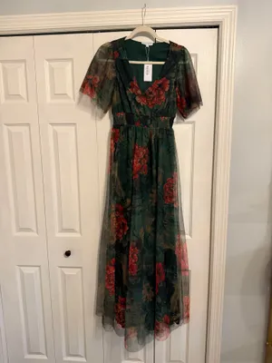 NWT Baltic Born Green Tulle Maxi Dress thumbnail 4