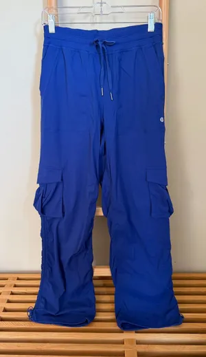 Lululemon Blue Ribbed Cargo Wide Leg Pants Size S thumbnail 1
