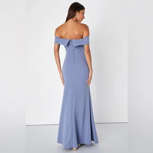 Song of Love Blue Grey Off-the-Shoulder Maxi Dress Elegant Evening Gown thumbnail 2