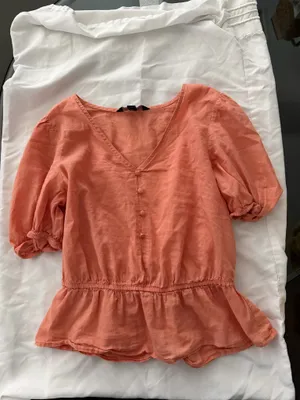 Coral linen blouse Orange thumbnail 2