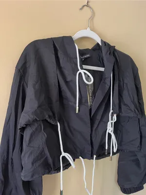 naked wardrobe Black Hooded Jacket with White Drawstrings thumbnail 3