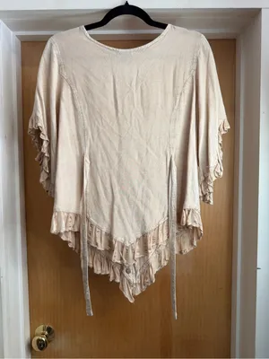 My Choice Women’s Boho Embroidered Tie Waist Ruffle Top-100% Rayon. Size: Large thumbnail 4