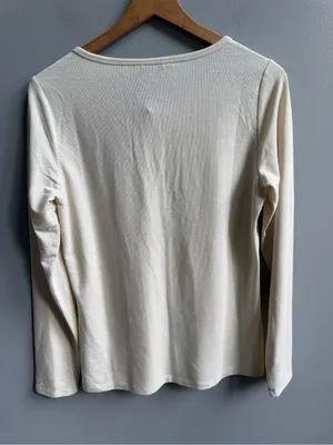 Toad&Co Piru Long Sleeve Henley Ecru Off White Cream Ribbed Top NWOT Size Medium thumbnail 8