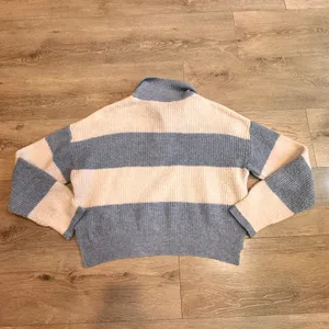 Ultra Flirt Striped Knit Polo‎ Sweater Blue Cream Womens XLarge XL thumbnail 2