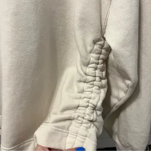 Aerie Cream Side Ruched Hoodie thumbnail 4