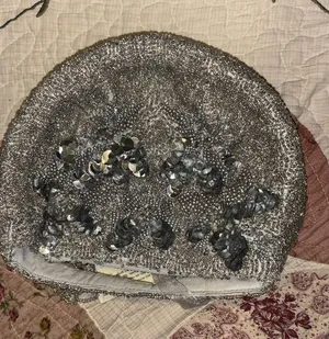 Silver India Sequin Beaded Evening Clutch Purse HaBag Handbag Party Wedding thumbnail 1